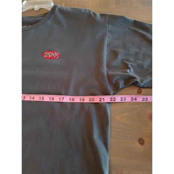 AC DC Band T-Shirt Men's L Gray Cotton  Embroidered Patch Short Sleeve Crewneck - Picture 10 of 11
